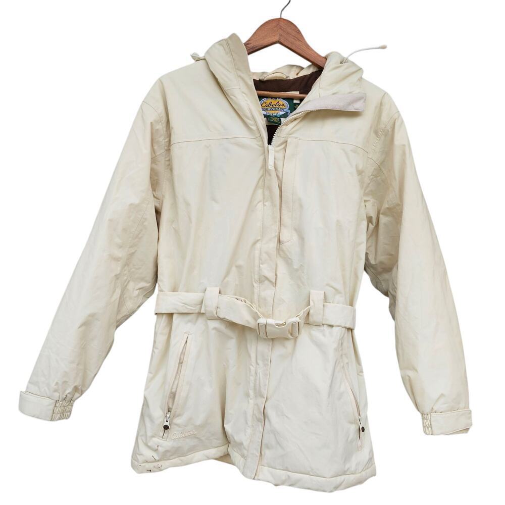 Cabela's Fur Hooded Snow Jacket Off White Size M